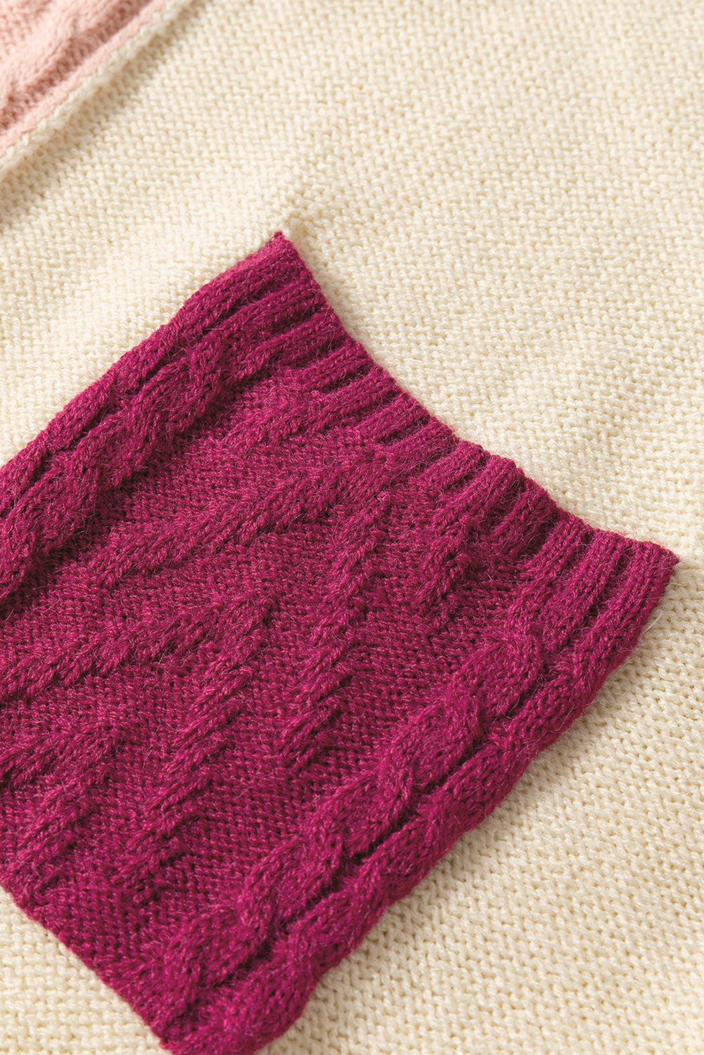 Rose Tan Colourblock Patched Pocket Drop Shoulder Sweater eAura