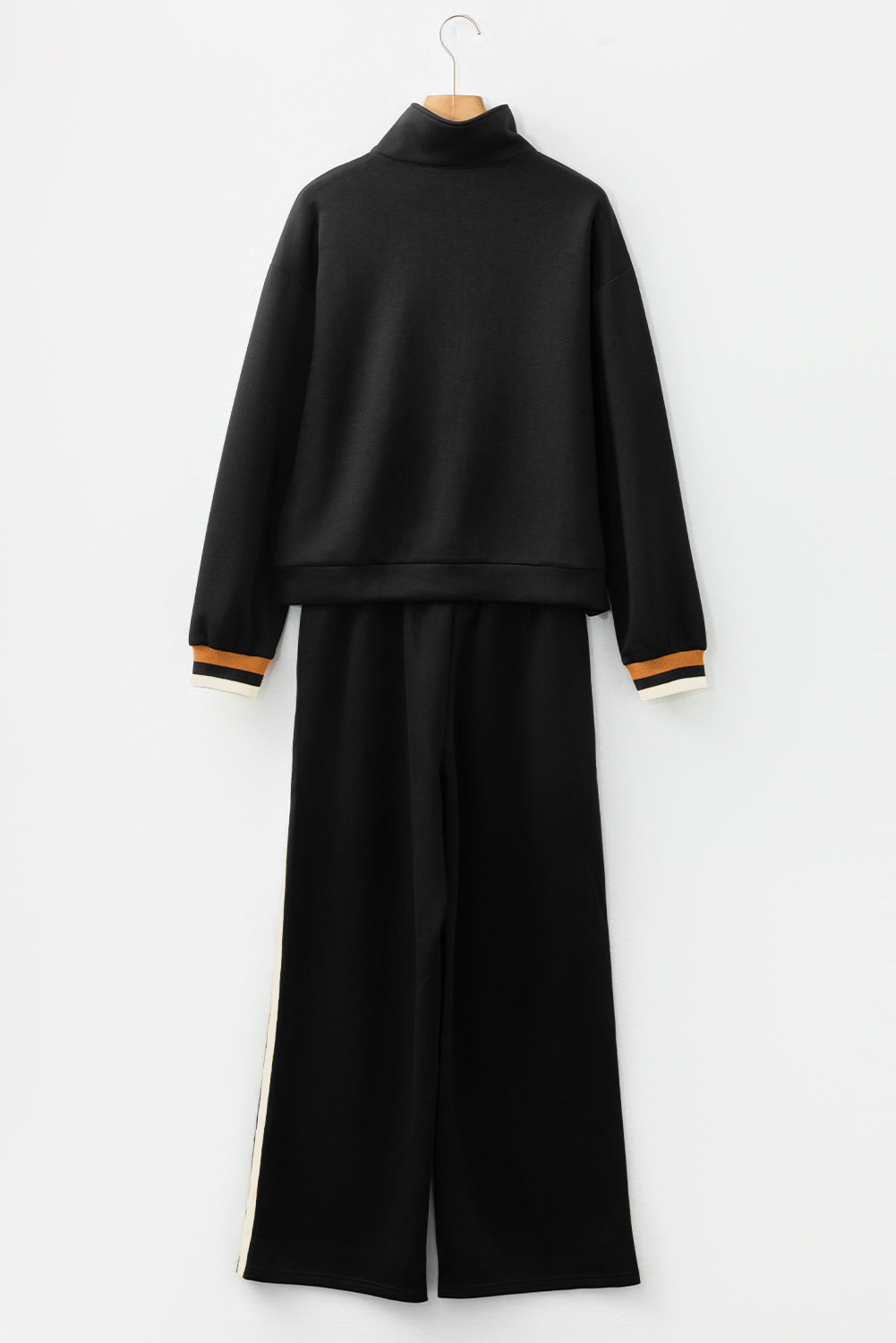 Striped Patchwork Quarter Zip Pullover Loose Trousers Co-ord set - eAura