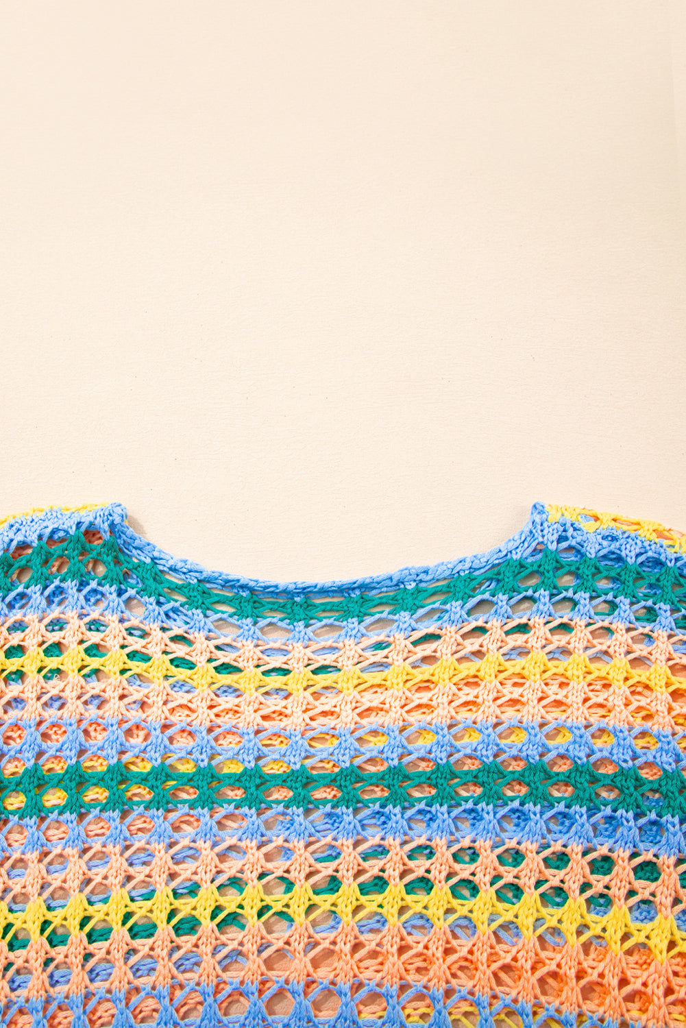 Carrot Multi Stripe Open Knit Sweater Beach Cover Up eAura