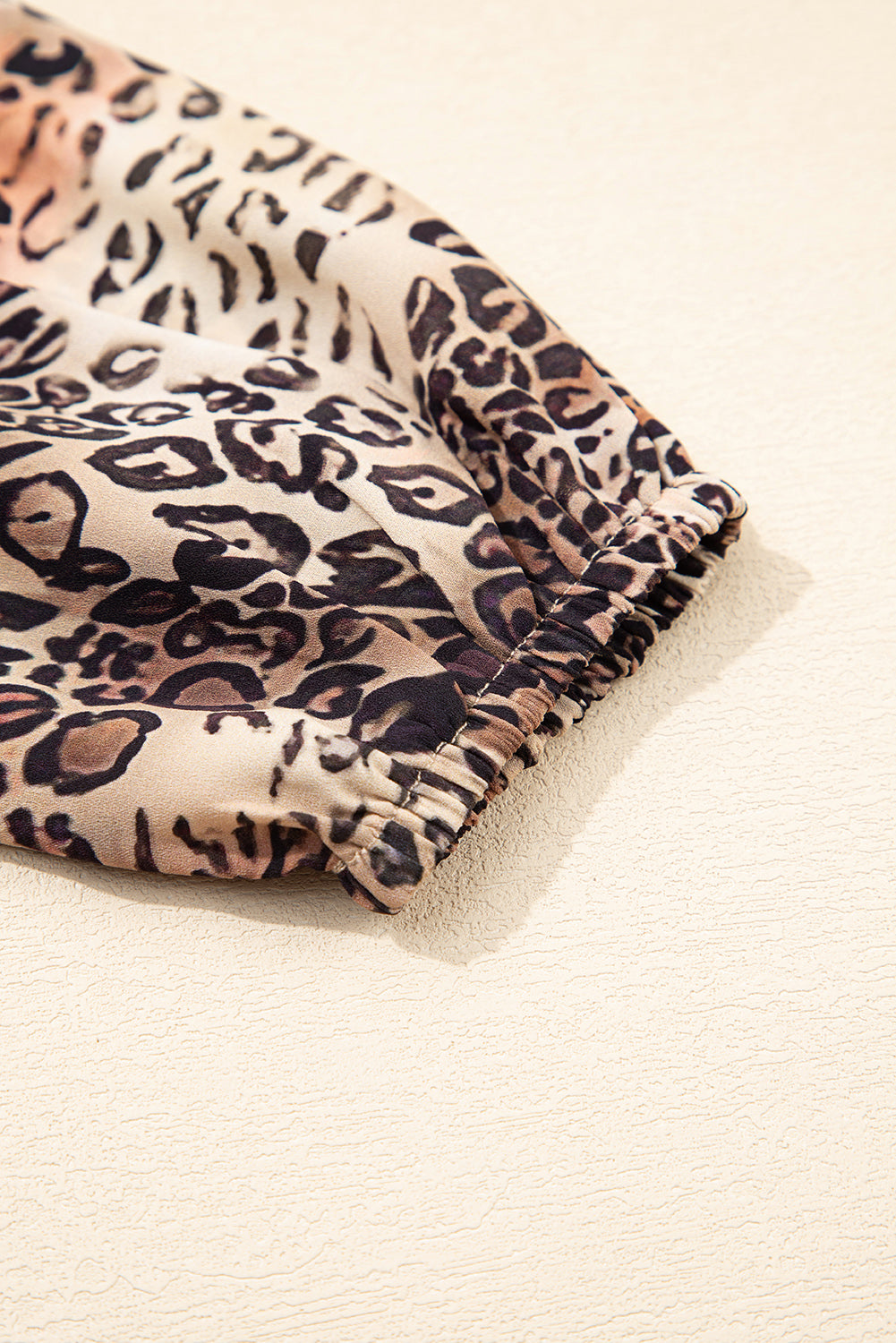 Leopard Ruffled Detail Long Sleeve Loose Mini Dress - eAura