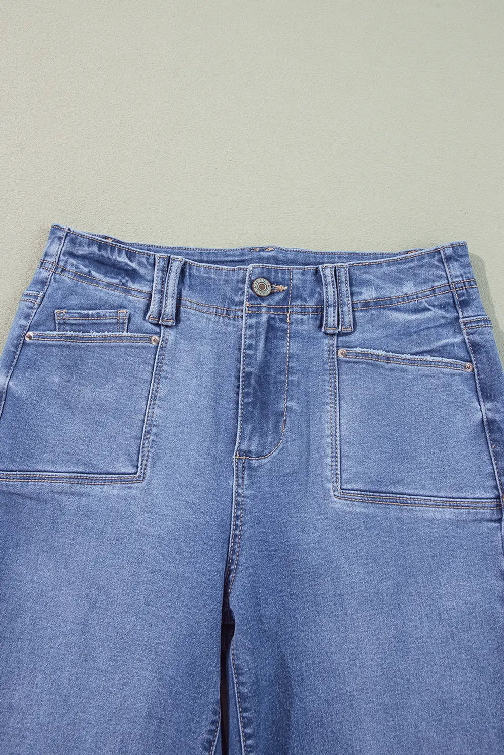 Dusk Blue Loose Straight Leg Cropped High Waist Jeans