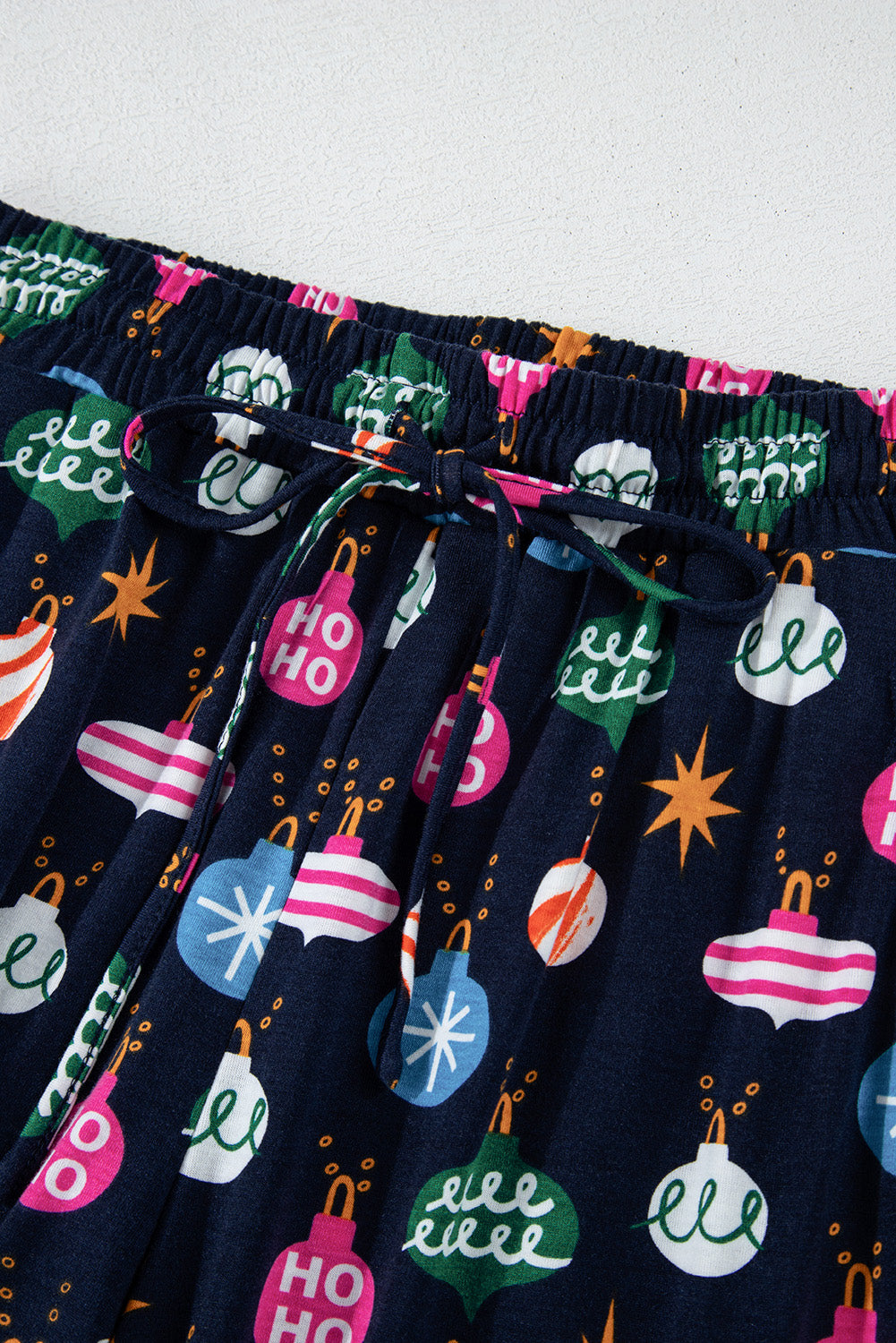 Navy Christmas Lights Print Shirt Pyjama Set eAura