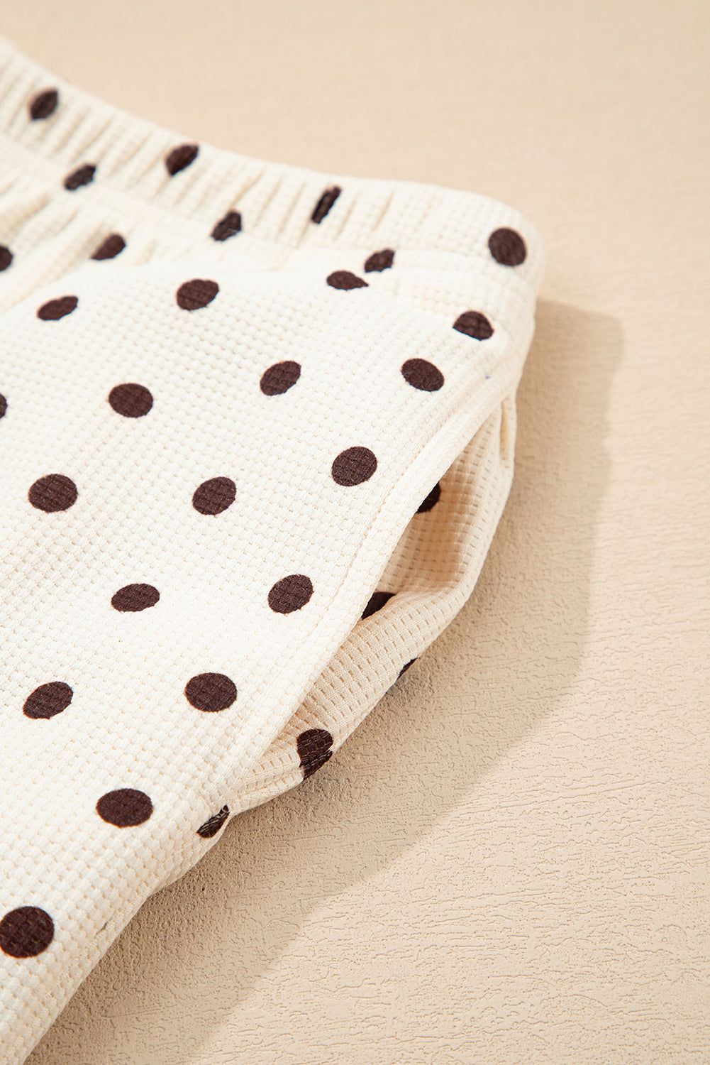 White Polka Dot Print Long Sleeve Top and Drawstring Bottoms Pyjamas eAura