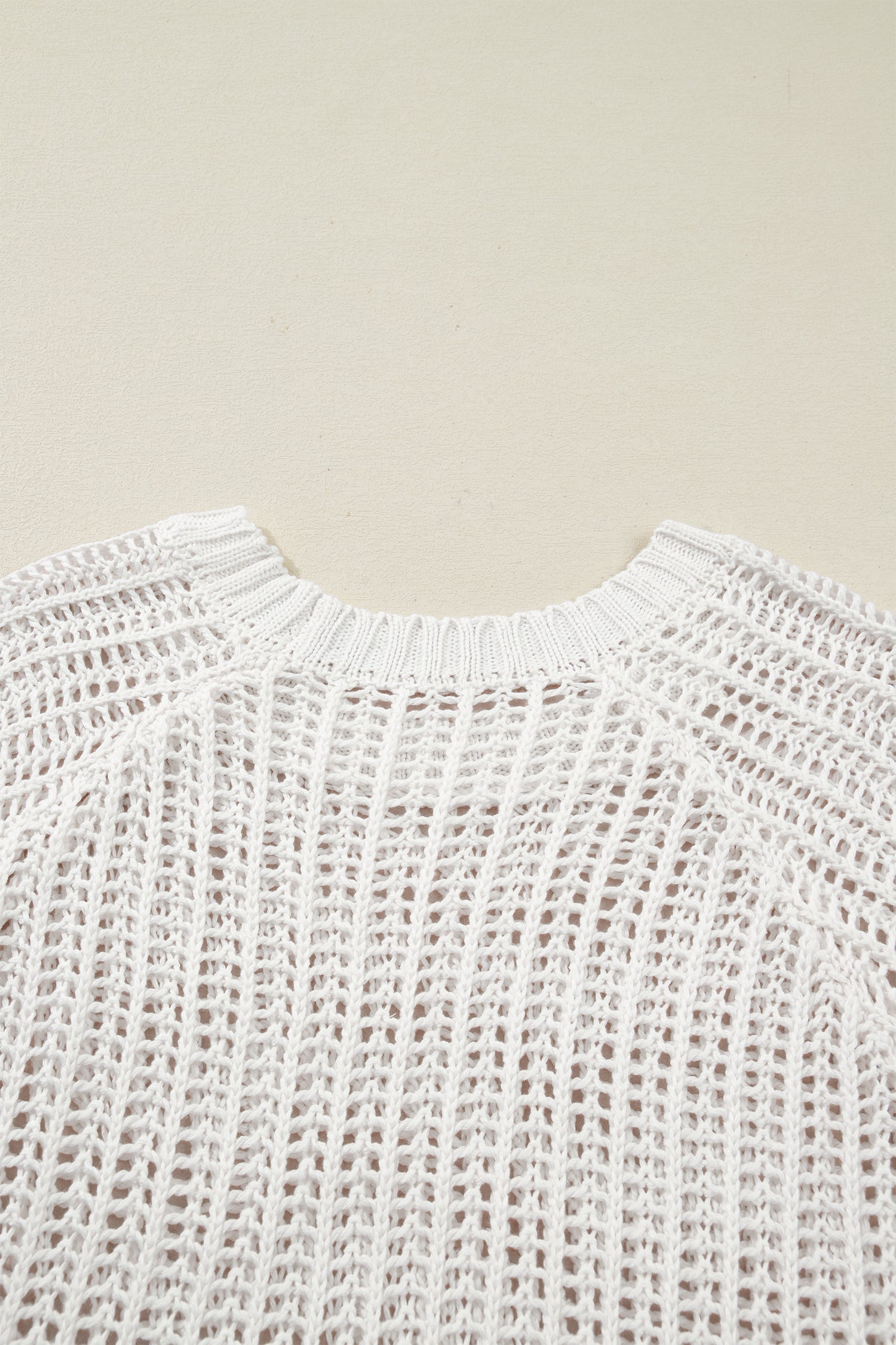 Plus Size Open Knit Bow Tie Short Sleeve Sweater - eAura