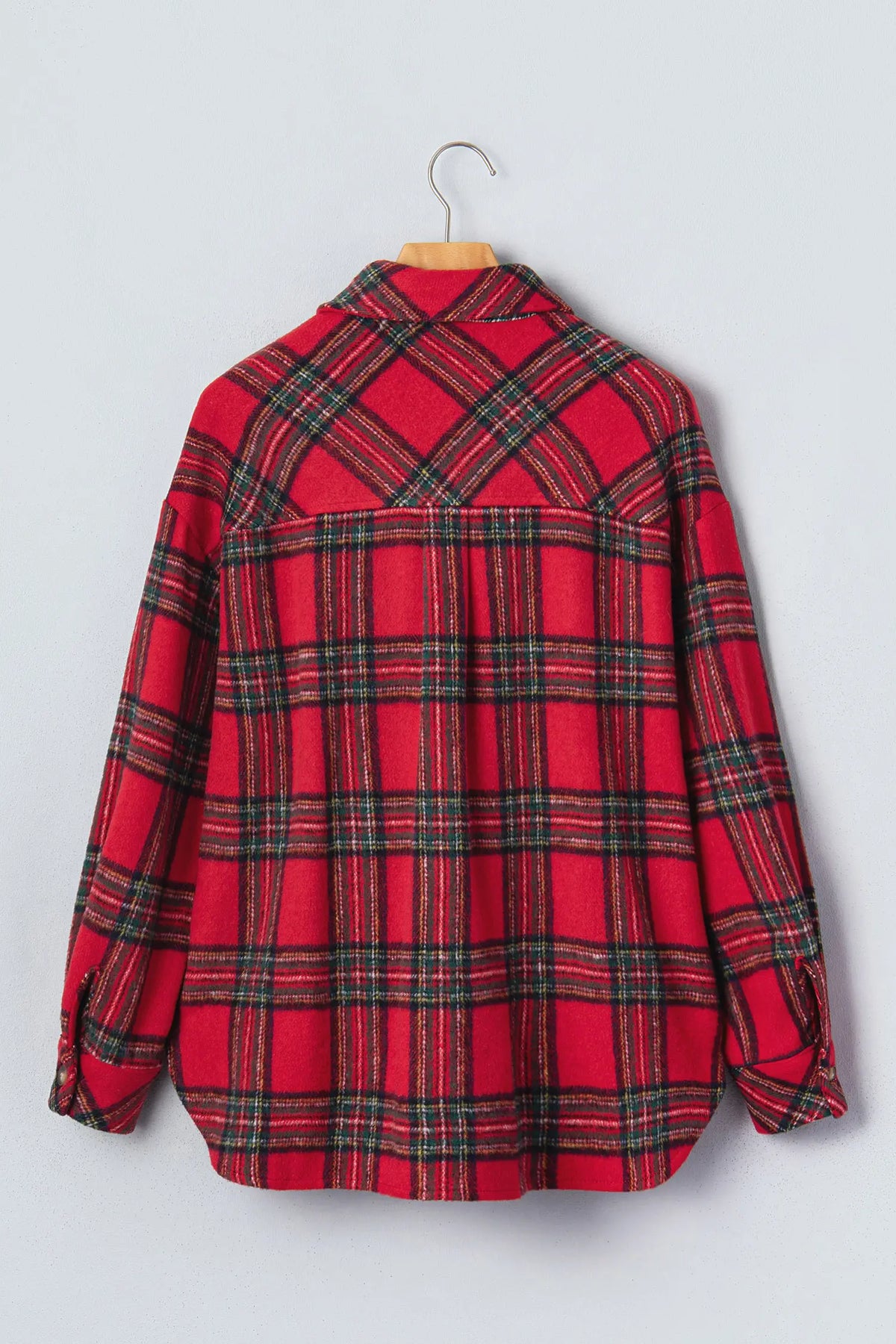 Plaid Button Front Shacket – Red