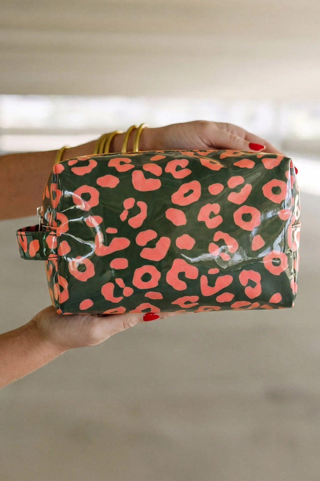 Leopard Print PVC Travel Makeup Organiser Bag