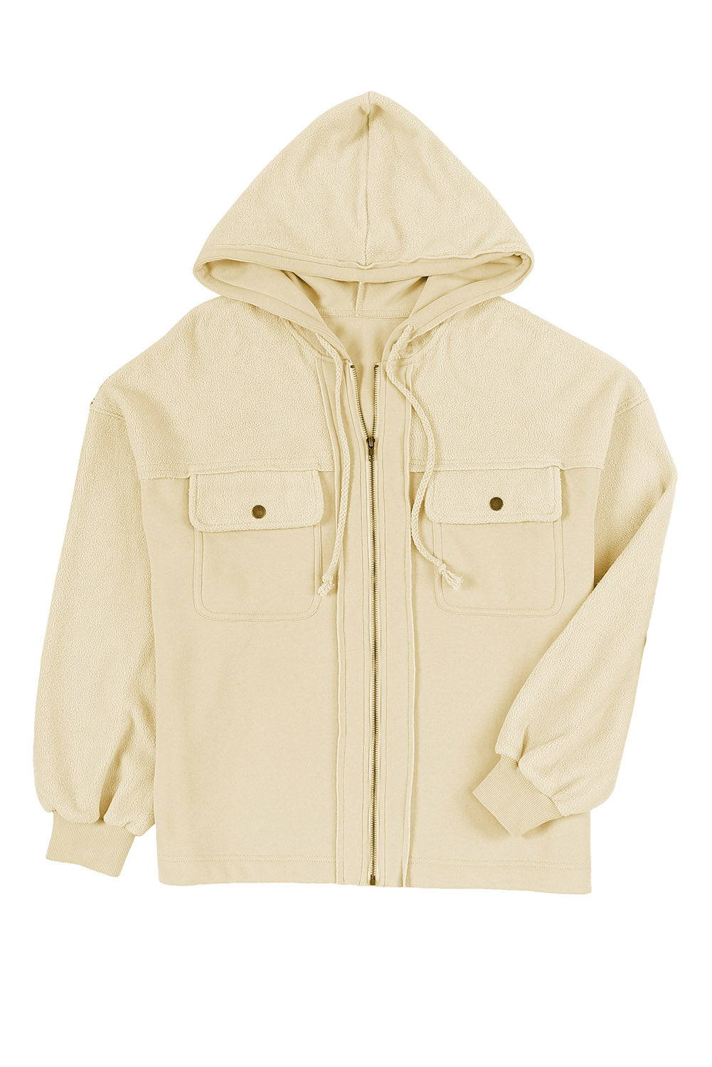 Flap Pocket Drawstring Hood Zip Up Jacket Beagle Boutique Fashion Outlet