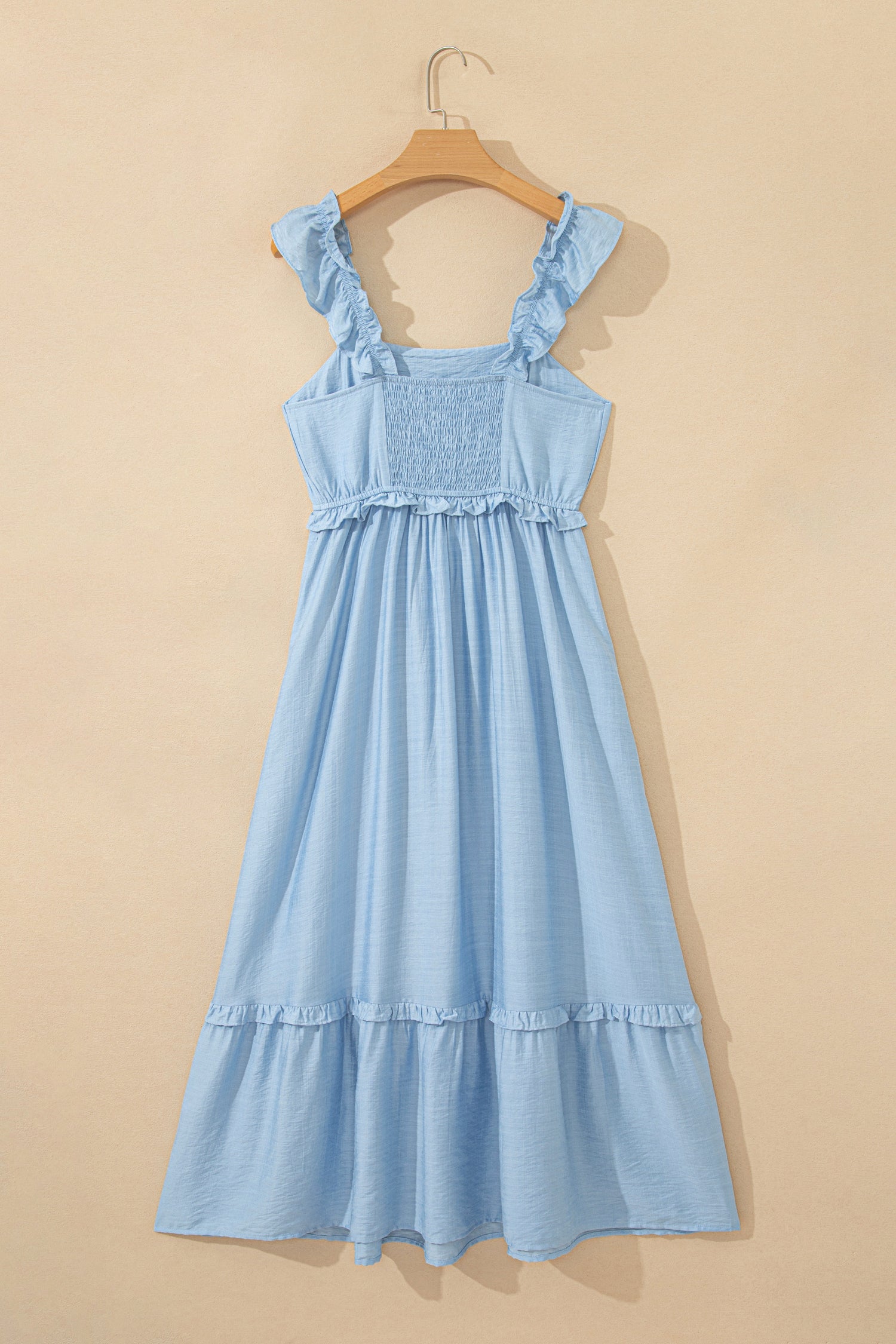 Ruffle Trim High Waist Sleeveless Maxi Dress