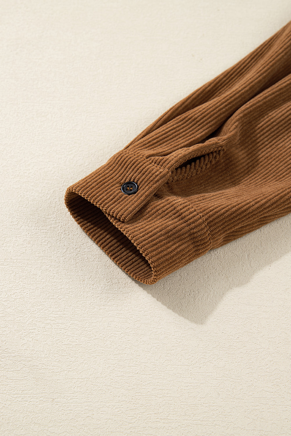 Soft Corduroy Full Buttoned Collared Shirt Dress Plus Size - eAura