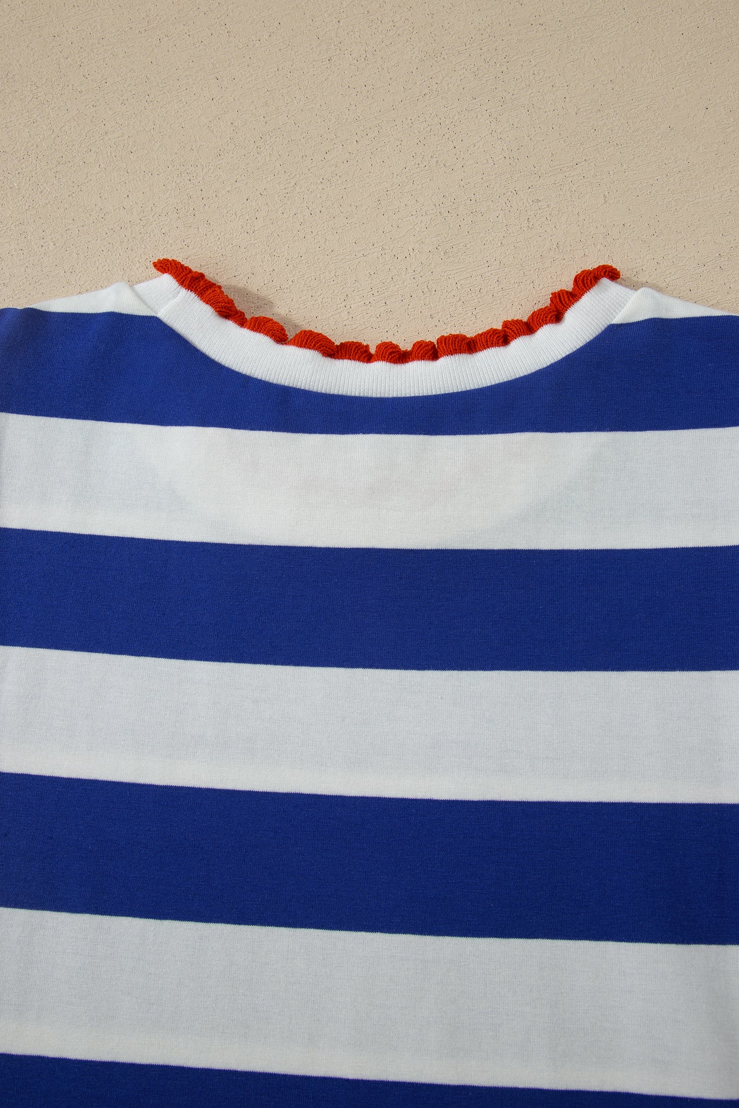 Stripe Contrast Trim Round Neck Short Puff Sleeve Shift Mini Dress