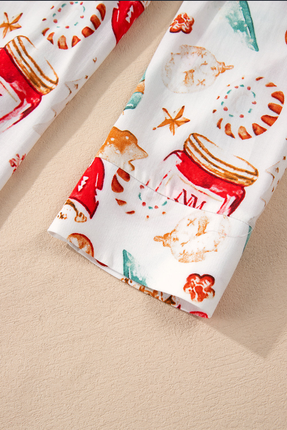 White Christmas Pattern Long Sleeve Shirt Pyjama Set eAura