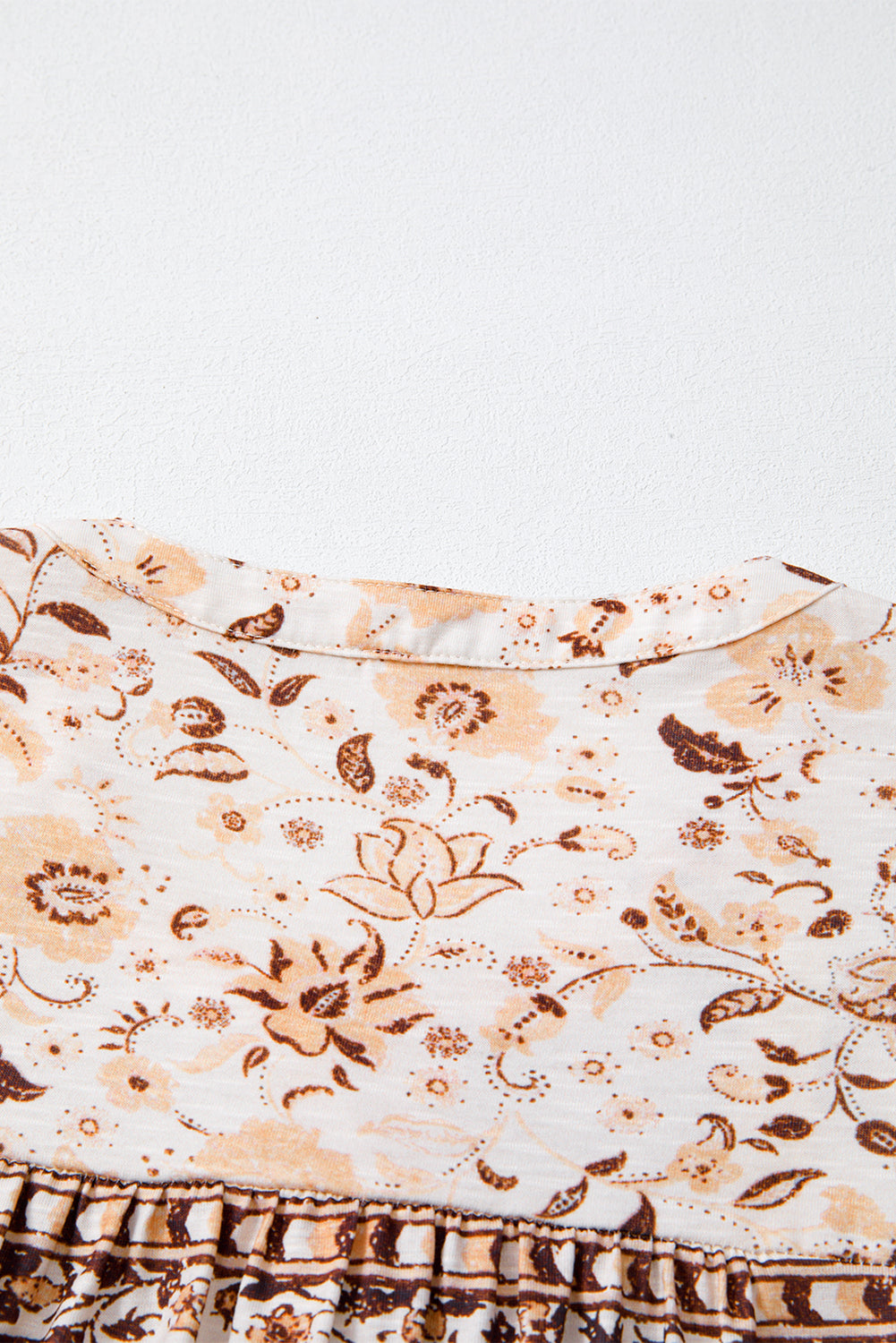 Boho Floral Print Half Placket Short Sleeve Loose Blouse eAura