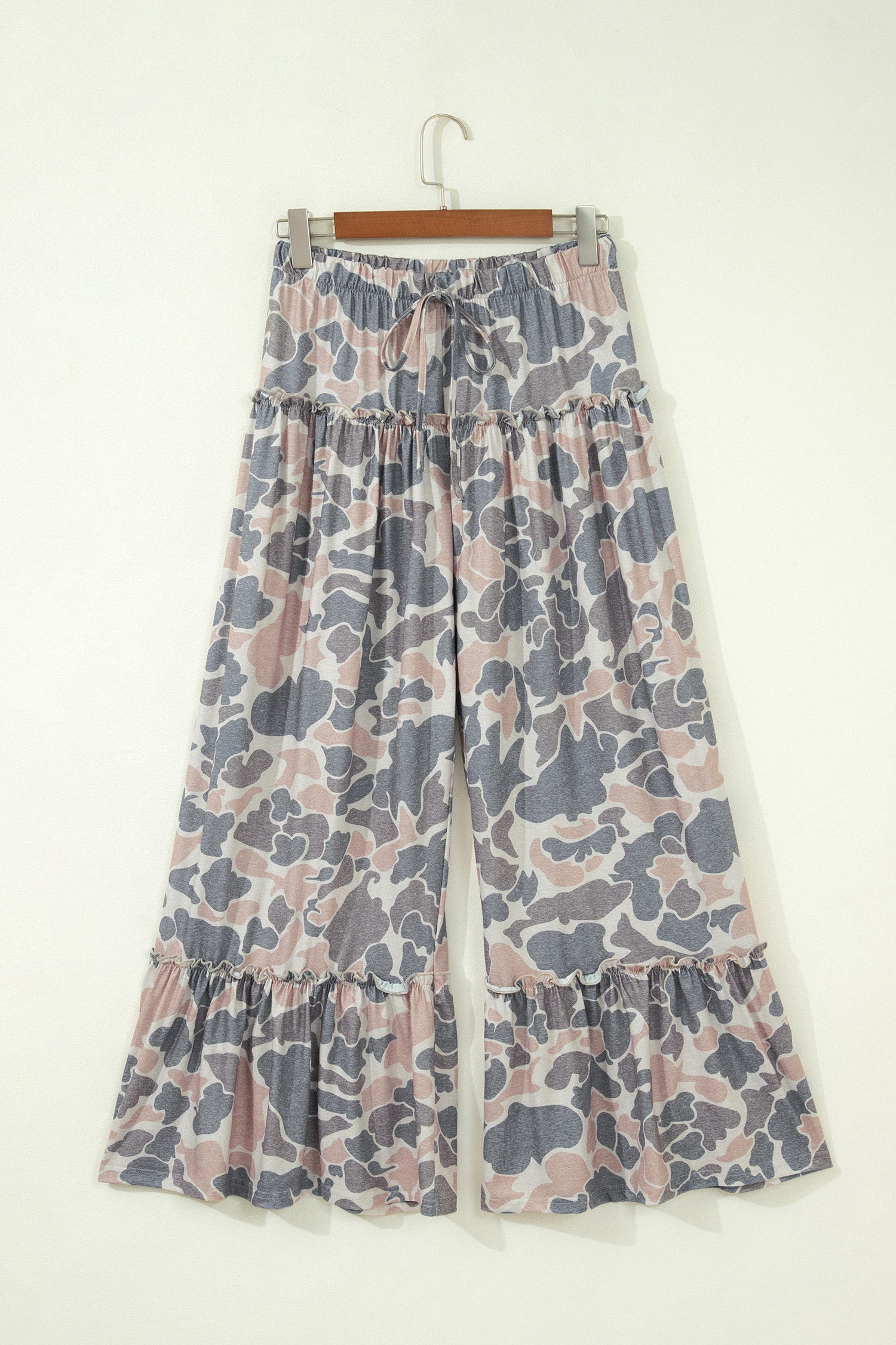 Camo Print Wide Leg Casual Pants