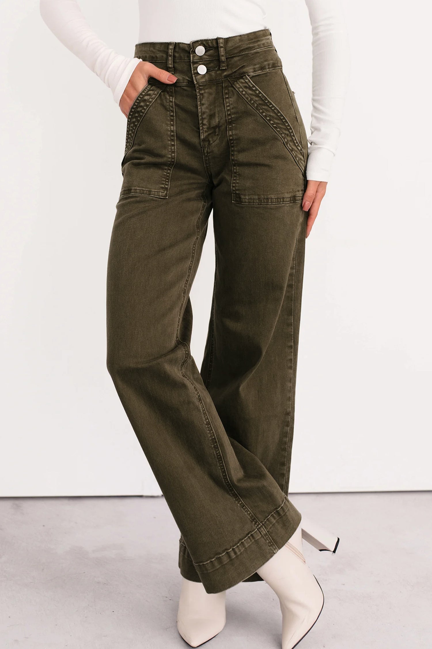Double Waistband Loose Straight Jeans - eAura