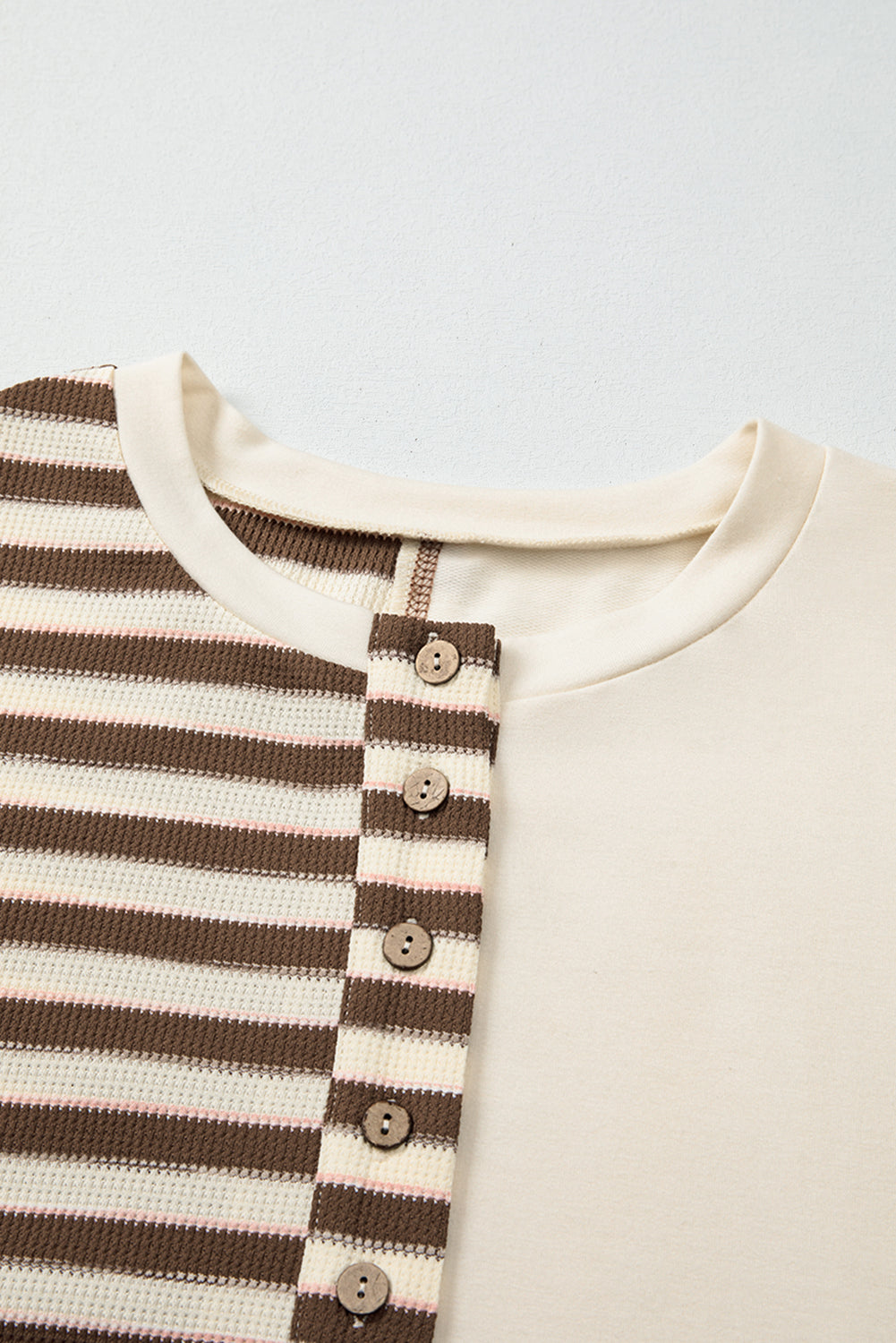 Stripe Stitched Detail Patchwork Oversized Pullover Top - eAura