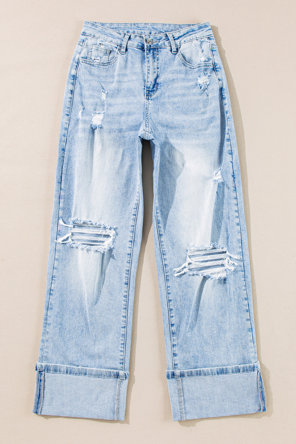 Beau Blue Light Wash Distressed Flare Jeans Beagle Boutique Fashion Outlet