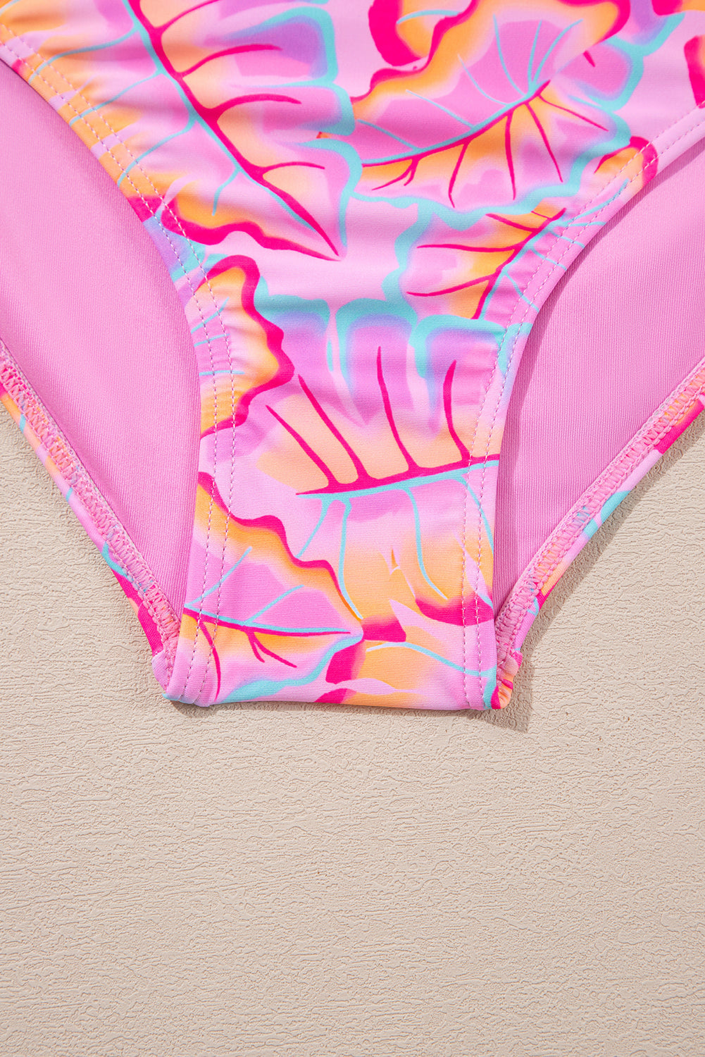 Rose O-ring Joint Leafy Print High Waist Monokini eAura