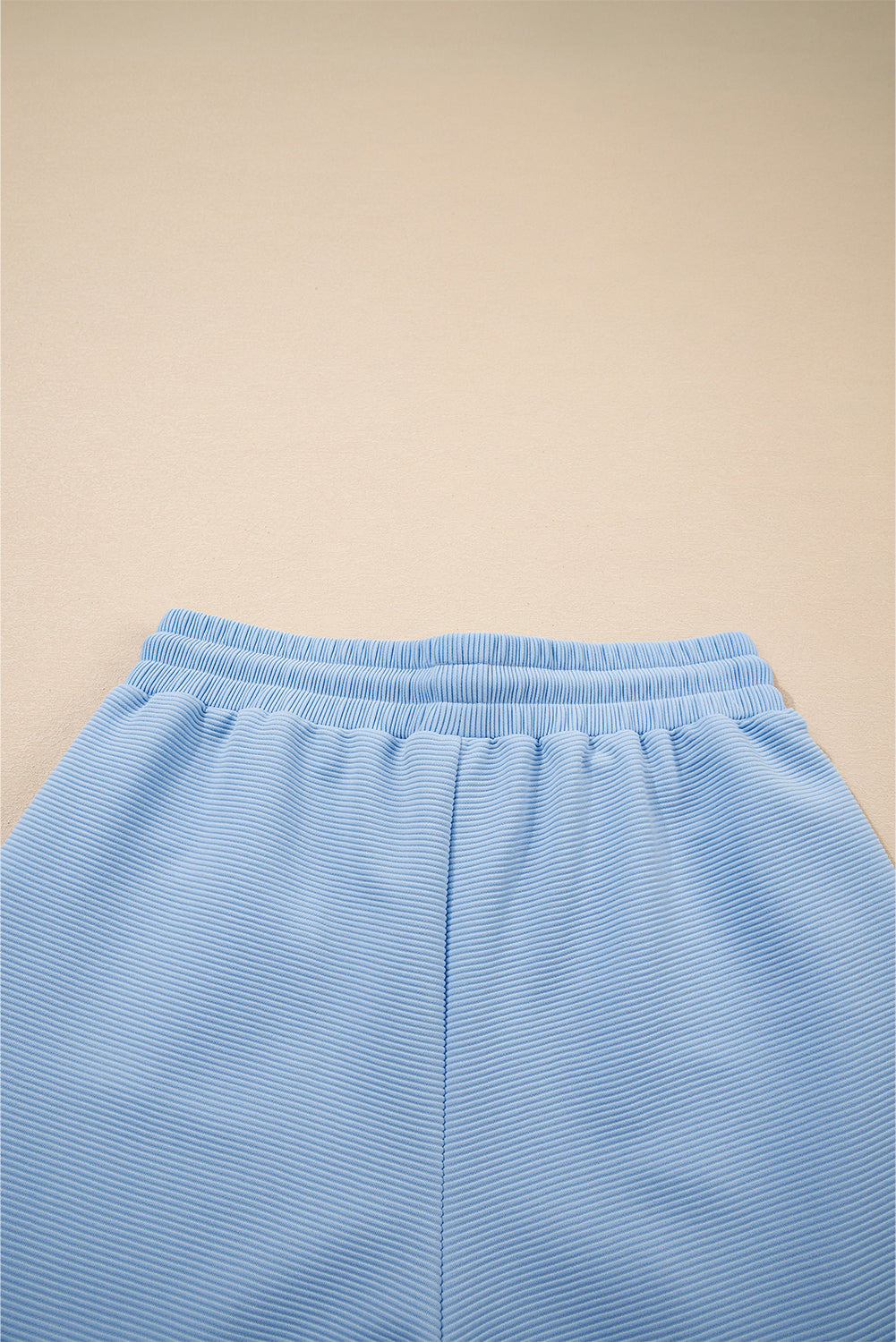 Beau Blue Textured Ruffled Sleeve Zipped Top and Wide Leg Trousers Set eAura