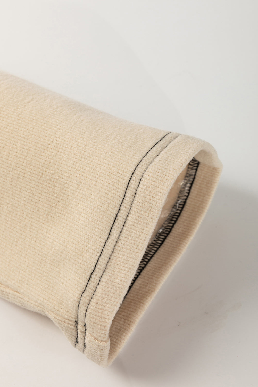 Waffle Stitch Detail Long Sleeve Boxy Top - eAura