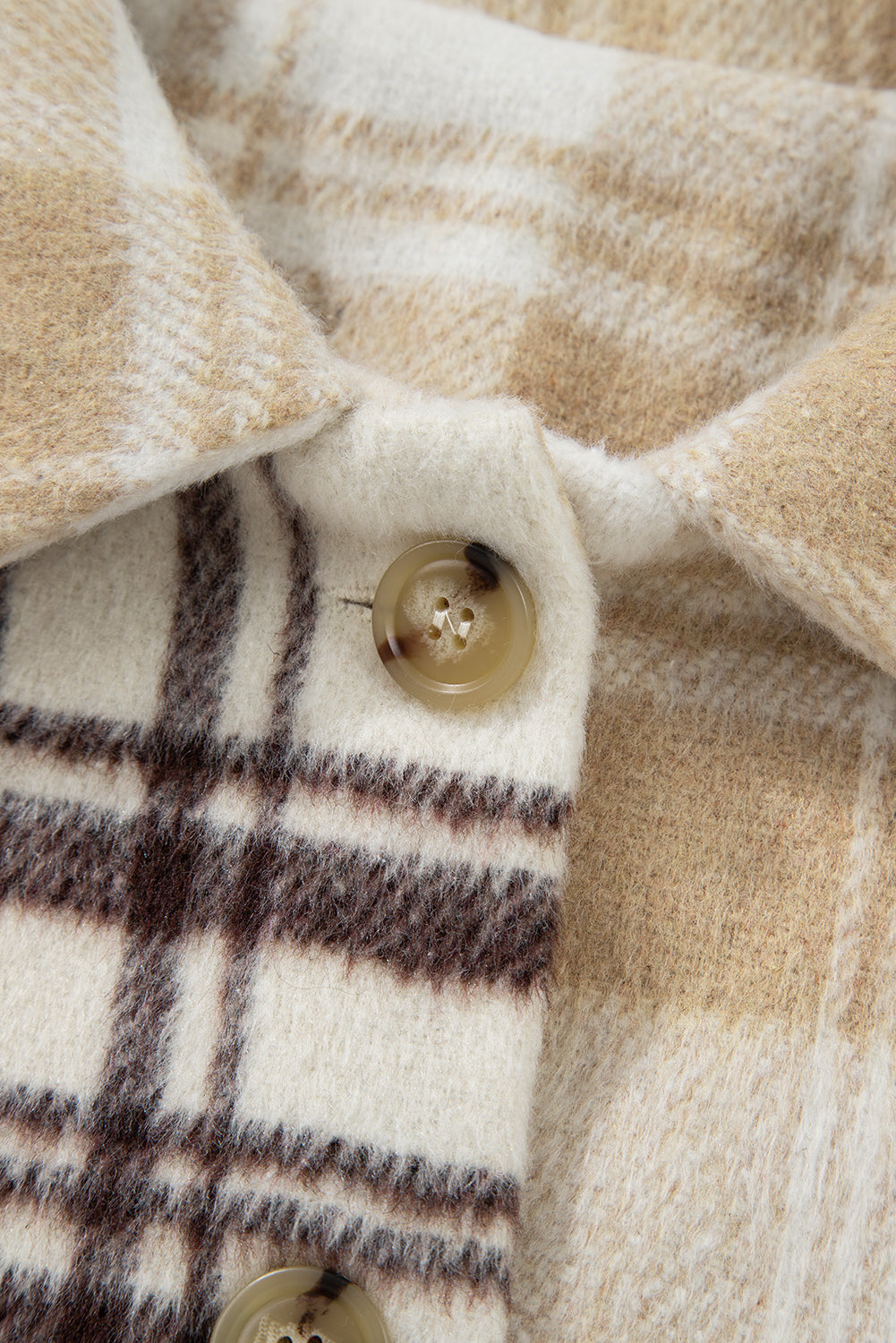 Multicolour Plaid Patchwork Side Pockets Buttoned Shacket - eAura