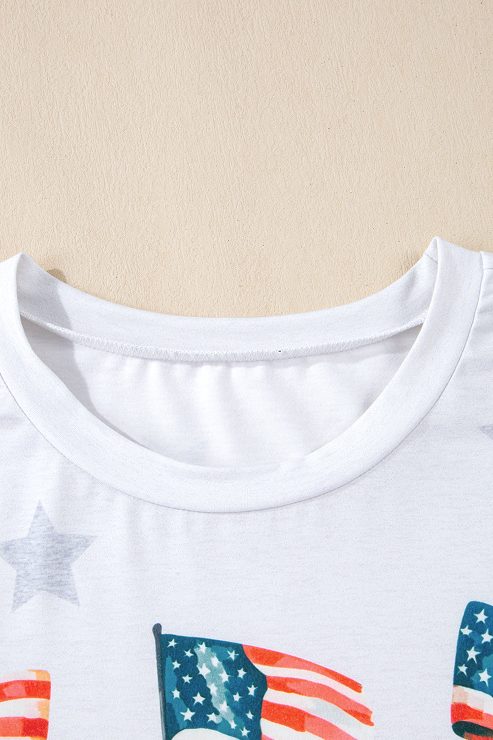 Khaki Patriotic Flag Bow Graphic Starry Round Neck T Shirt - eAura