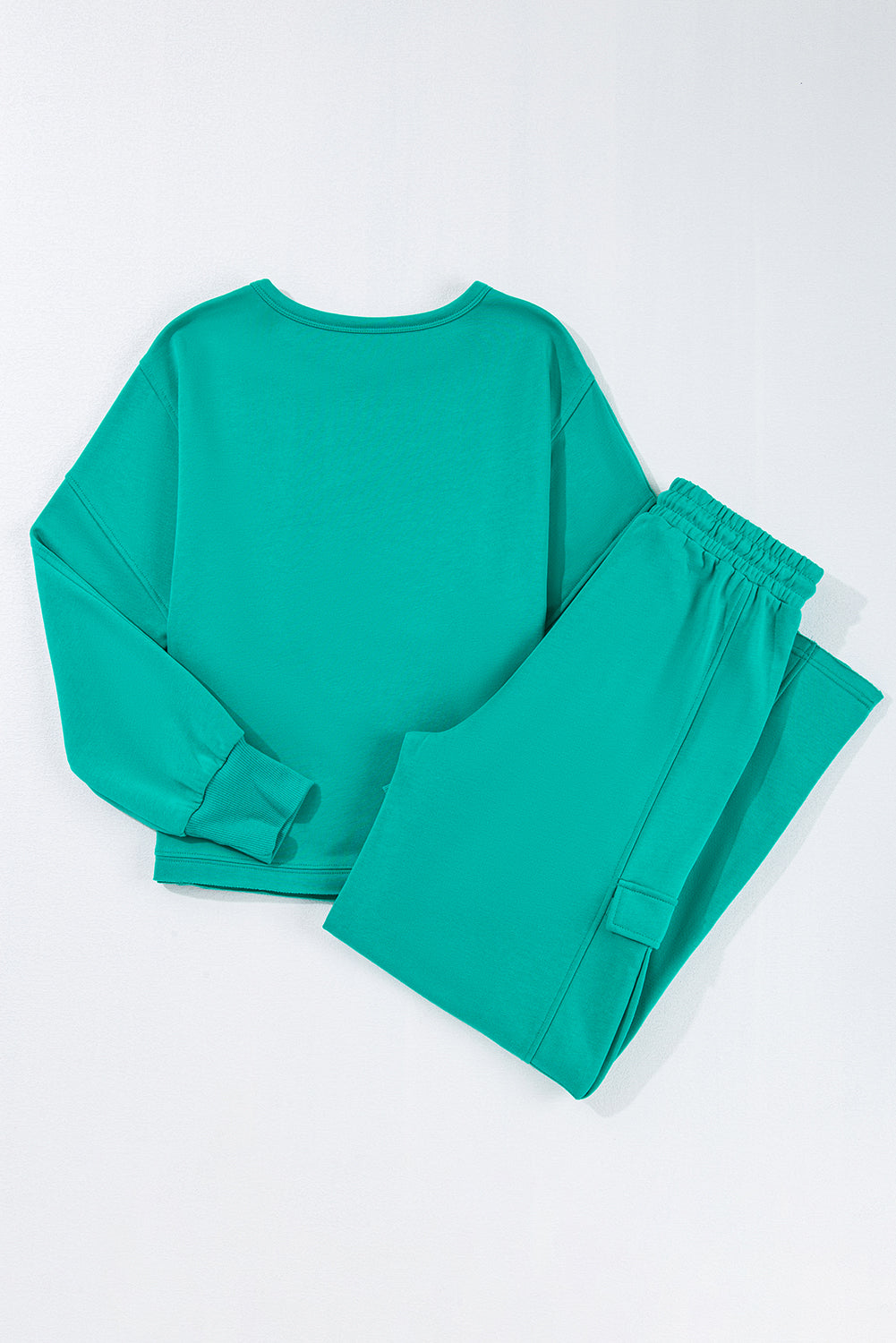 Lapis Solid Colour Mineral Wash Pullover Top and Cargo Pants Set Beagle Boutique Fashion Outlet