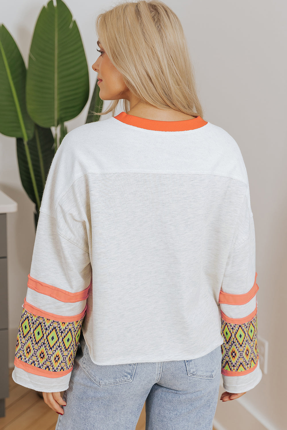 Apricot Western Aztec Patch Mineral Wash Loose Fit Top eAura