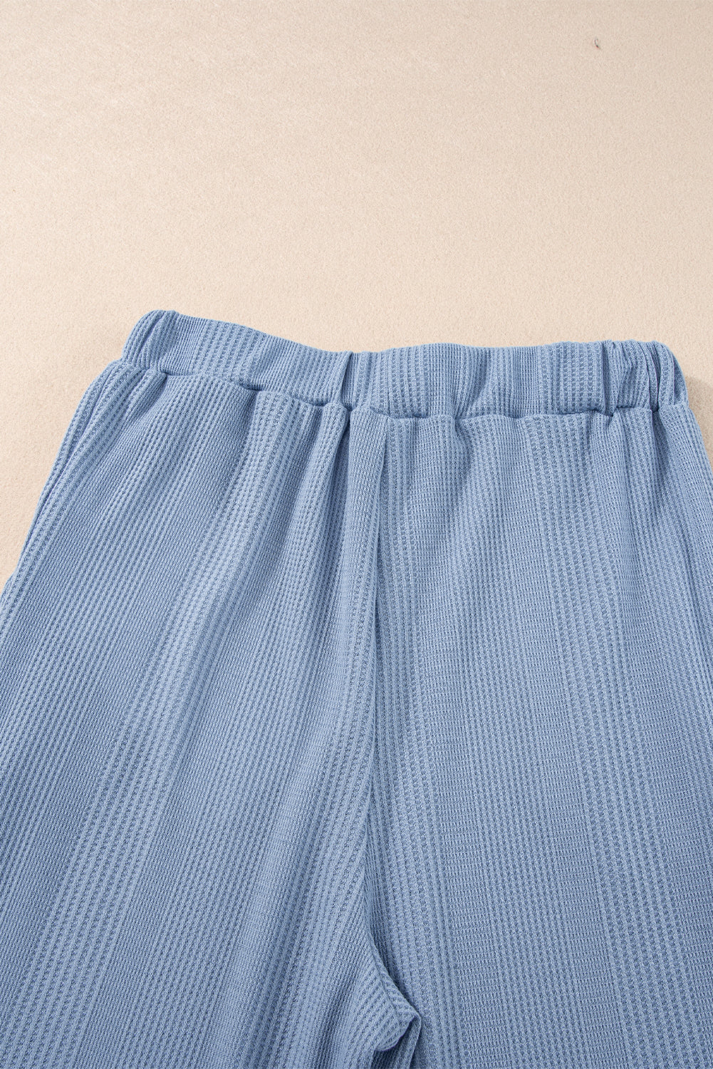 Beau Blue Ribbed Ruffle Tank Top and Trousers Set eAura