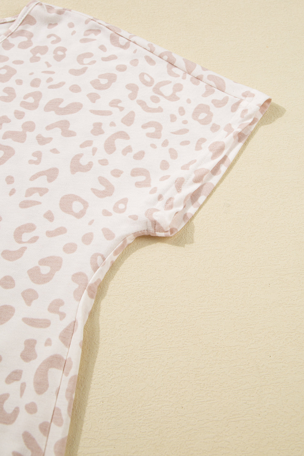 Beige Cheetah V Neck Tee and Trousers Pyjamas eAura