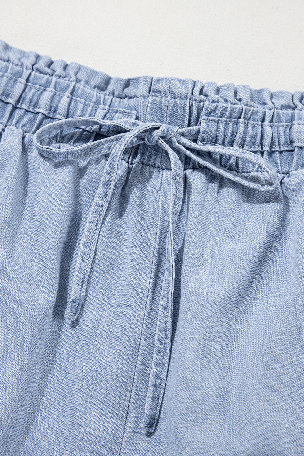 Beau Blue Pocketed Drawstring High Waist Plus Size Denim Shorts BB Fashion Outlet