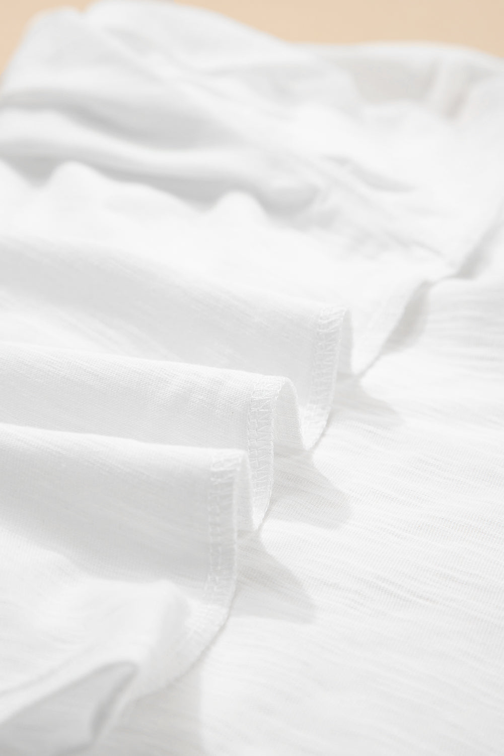 White Layered Ruffle Short Sleeve Round Neck Top eAura