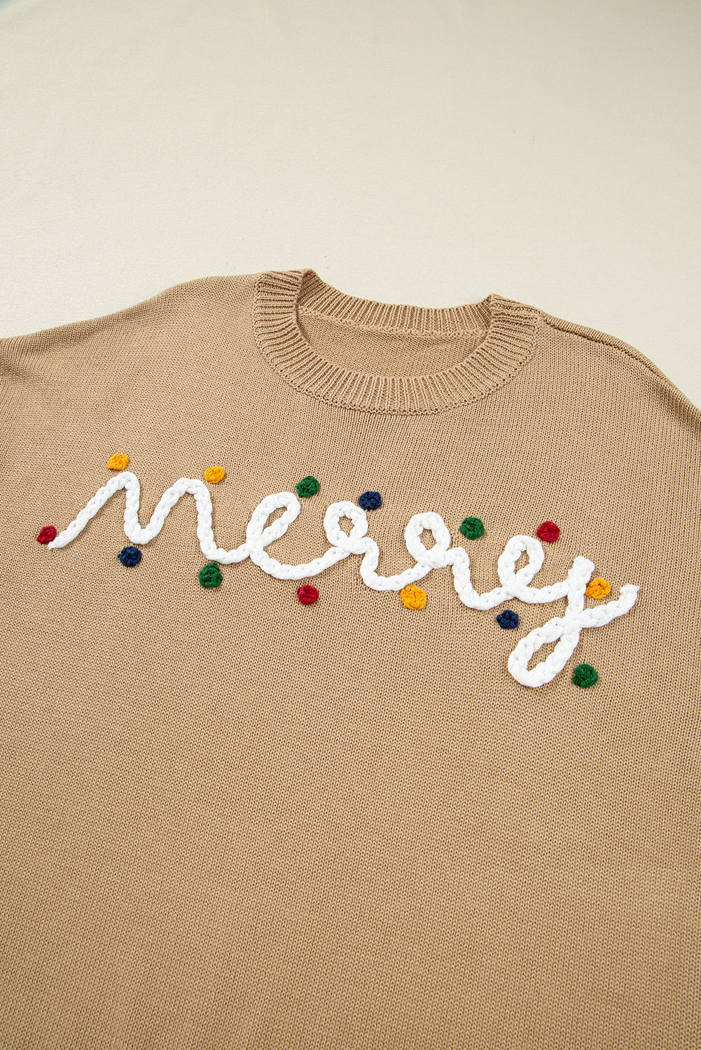 Merry Colourful Dot Detail Christmas Drop Shoulder Sweater - eAura