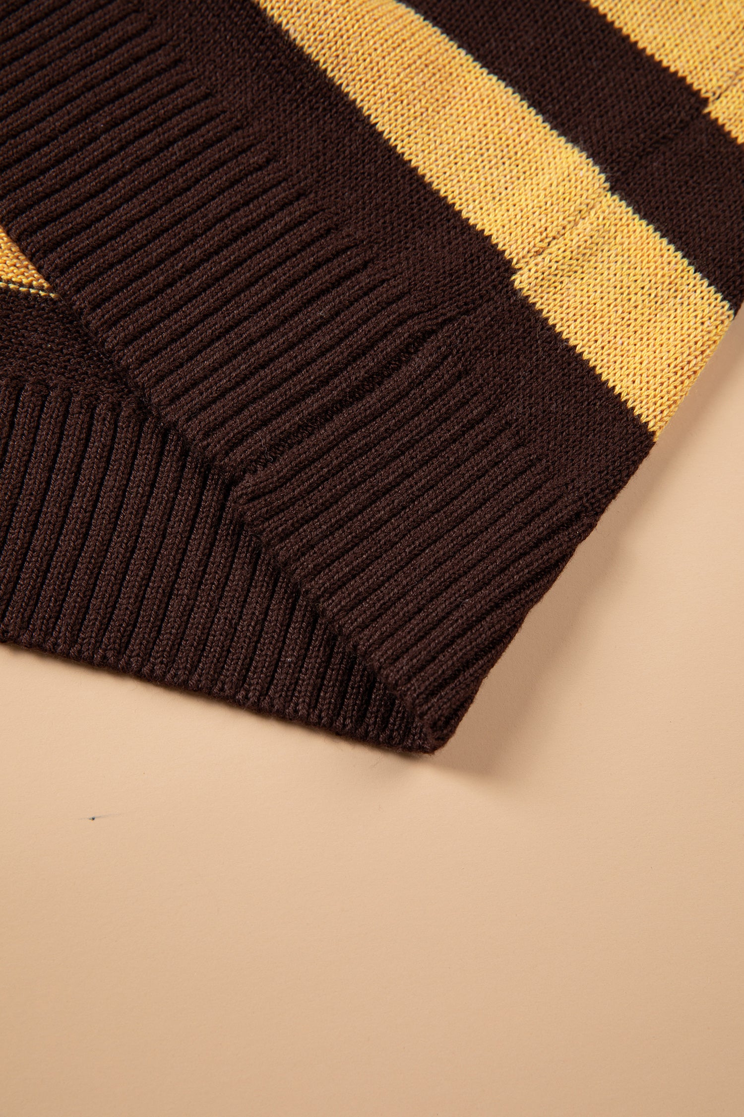 Striped Drop Shoulder Colorblock Pullover Sweater – Brown Stripe