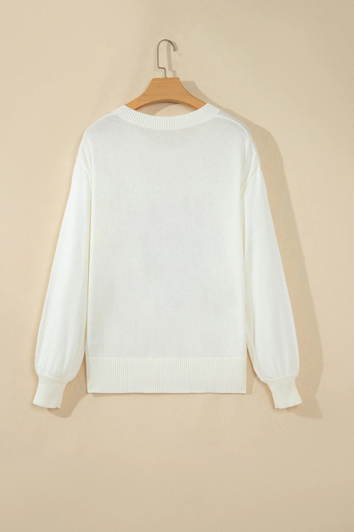Western Floral Dropped Shoulder Lightweight Knit Sweater – White