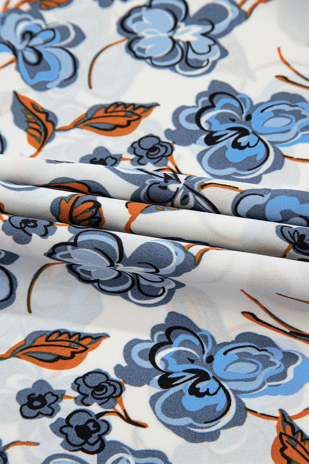 Sky Blue Floral Print Knotted V Neck Elegant Tank Top eAura