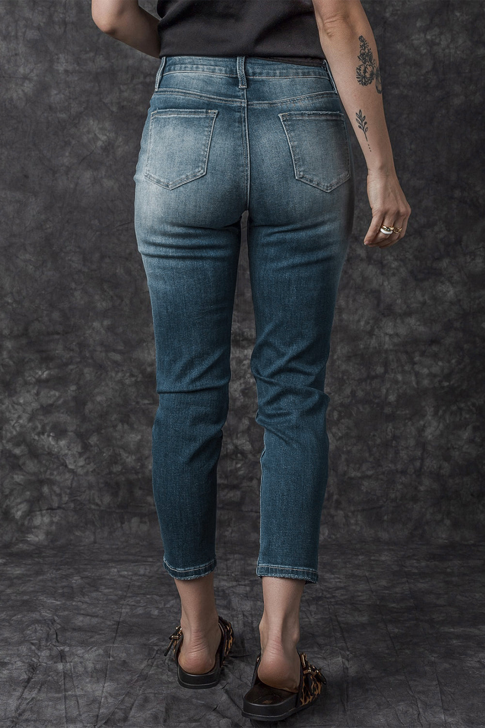 Blue Distressed Ripped Skinny Jeans Beagle Boutique Fashion Outlet