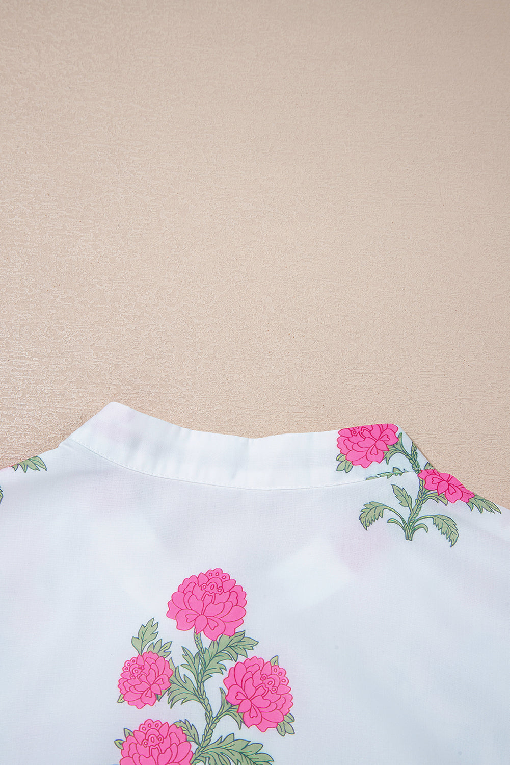 White Floral Print Half Button Mandarin Neck 3/4 Sleeve Maxi Dress Dear-Lover Dropshipping