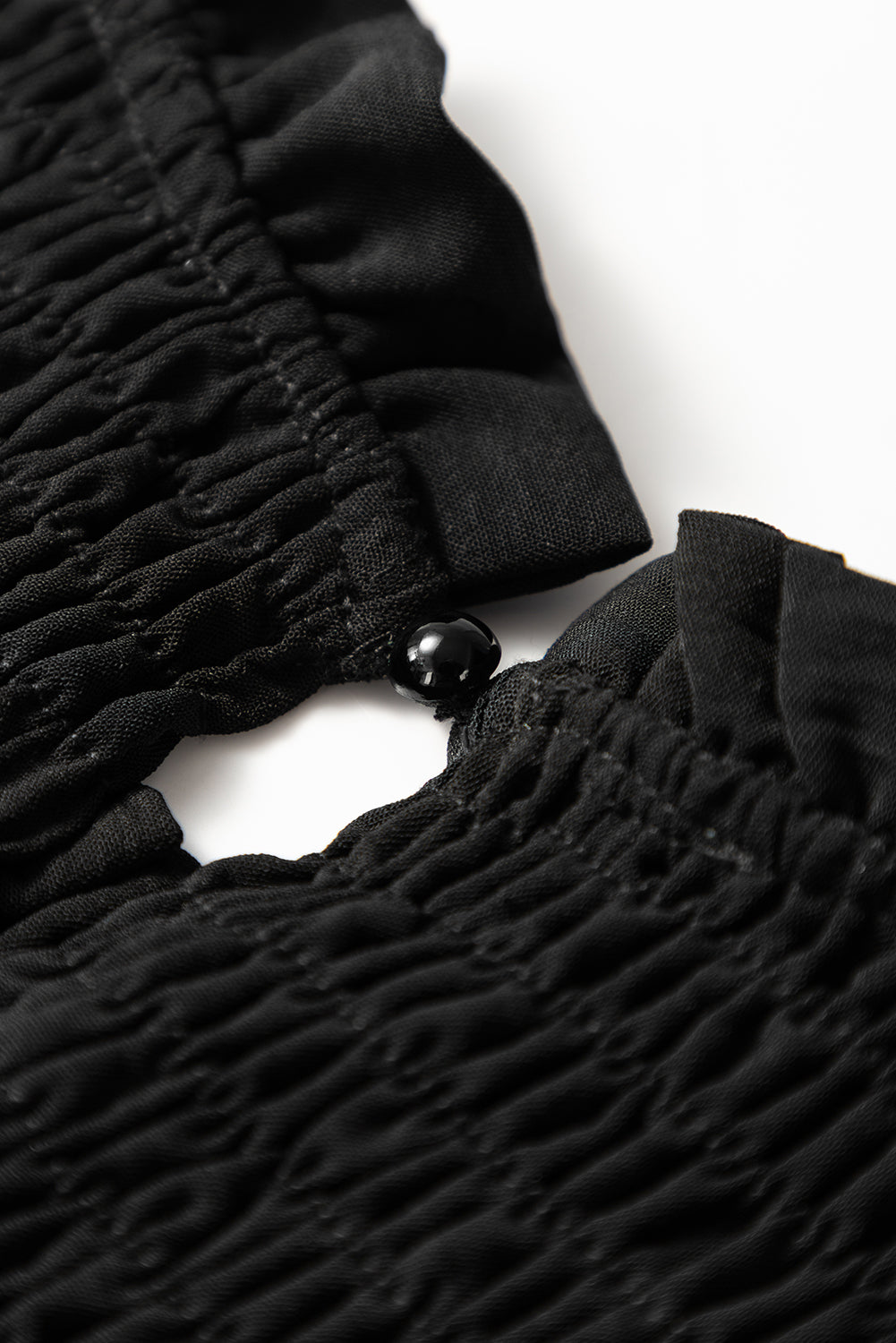 Black Ruffle Short Sleeve Shirred Peplum Top eAura