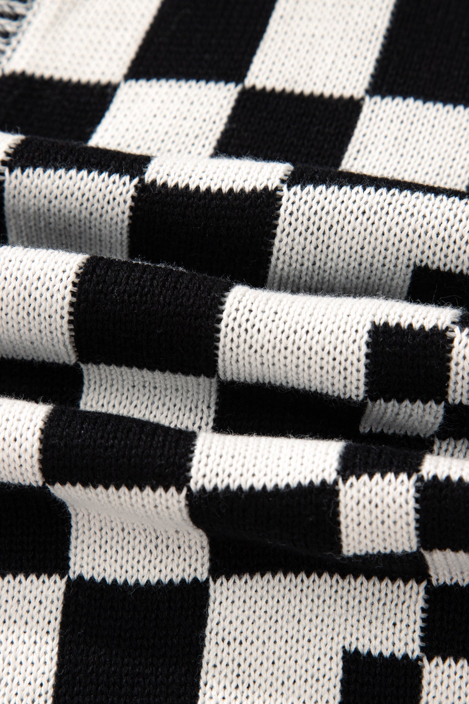 Checkered Bubble Sleeve Drop Shoulder Open Cardigan - eAura