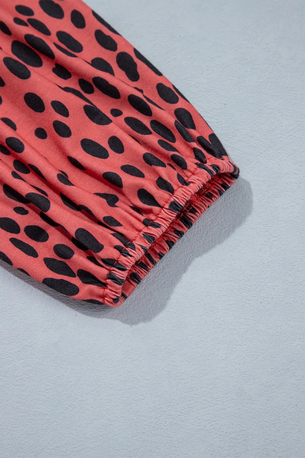 Leopard Print Long Sleeve V Neck Plus Size Midi Dress – Red