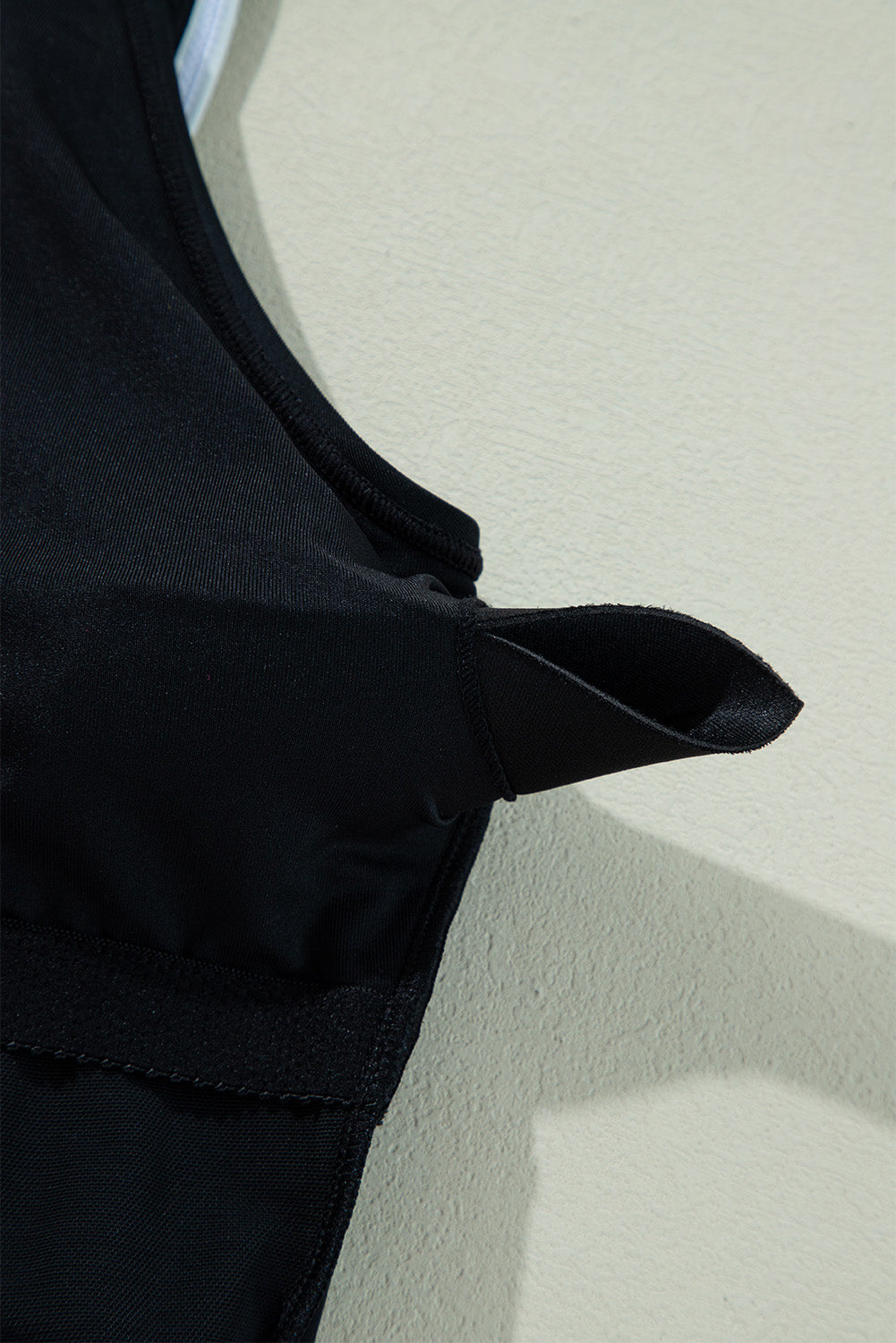 Black Colour Contrast Ruffled Wrap V Neck Swimsuit eAura