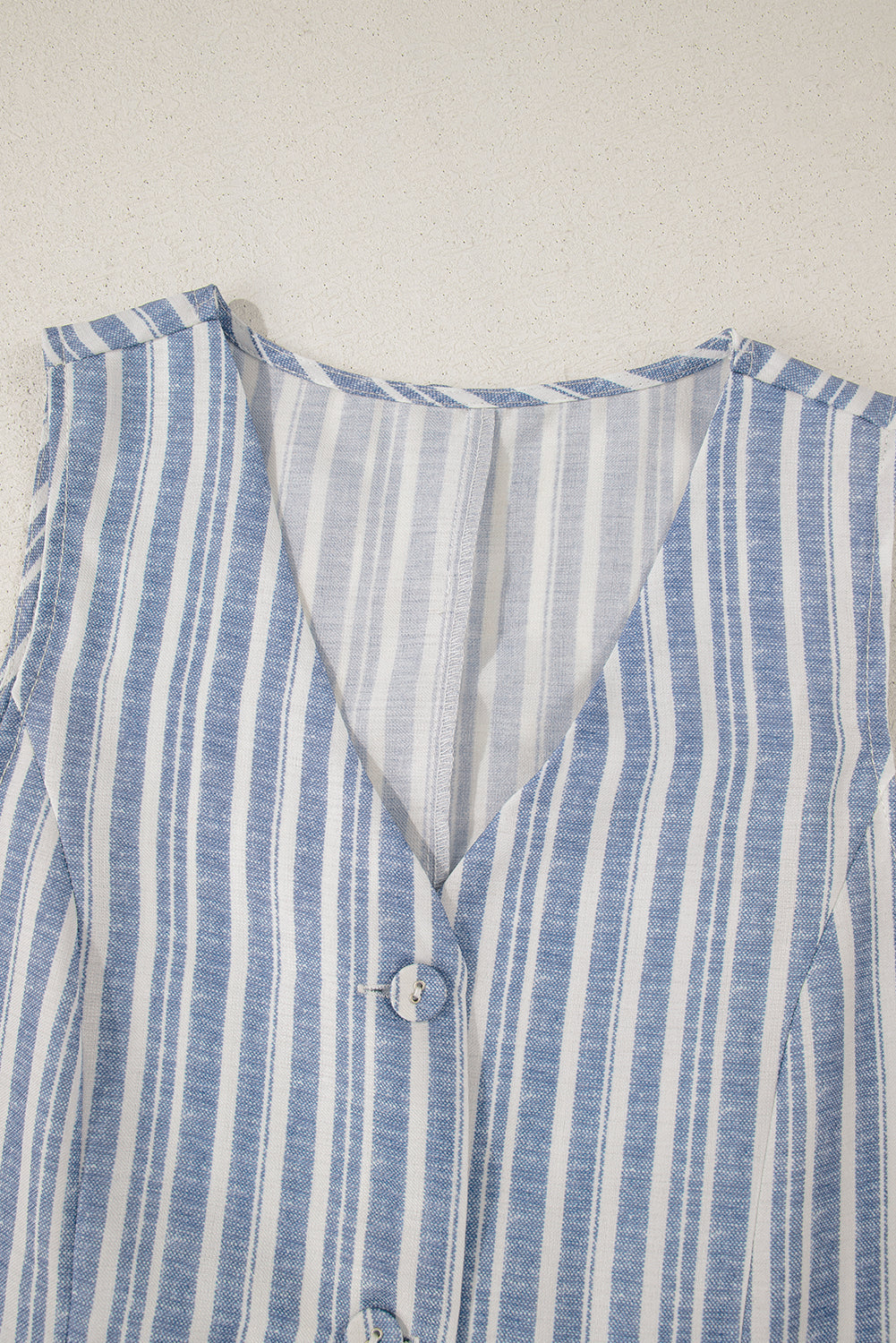 Sky Blue Stripe Buttoned Office Waistcoat Mini Skirt Set eAura