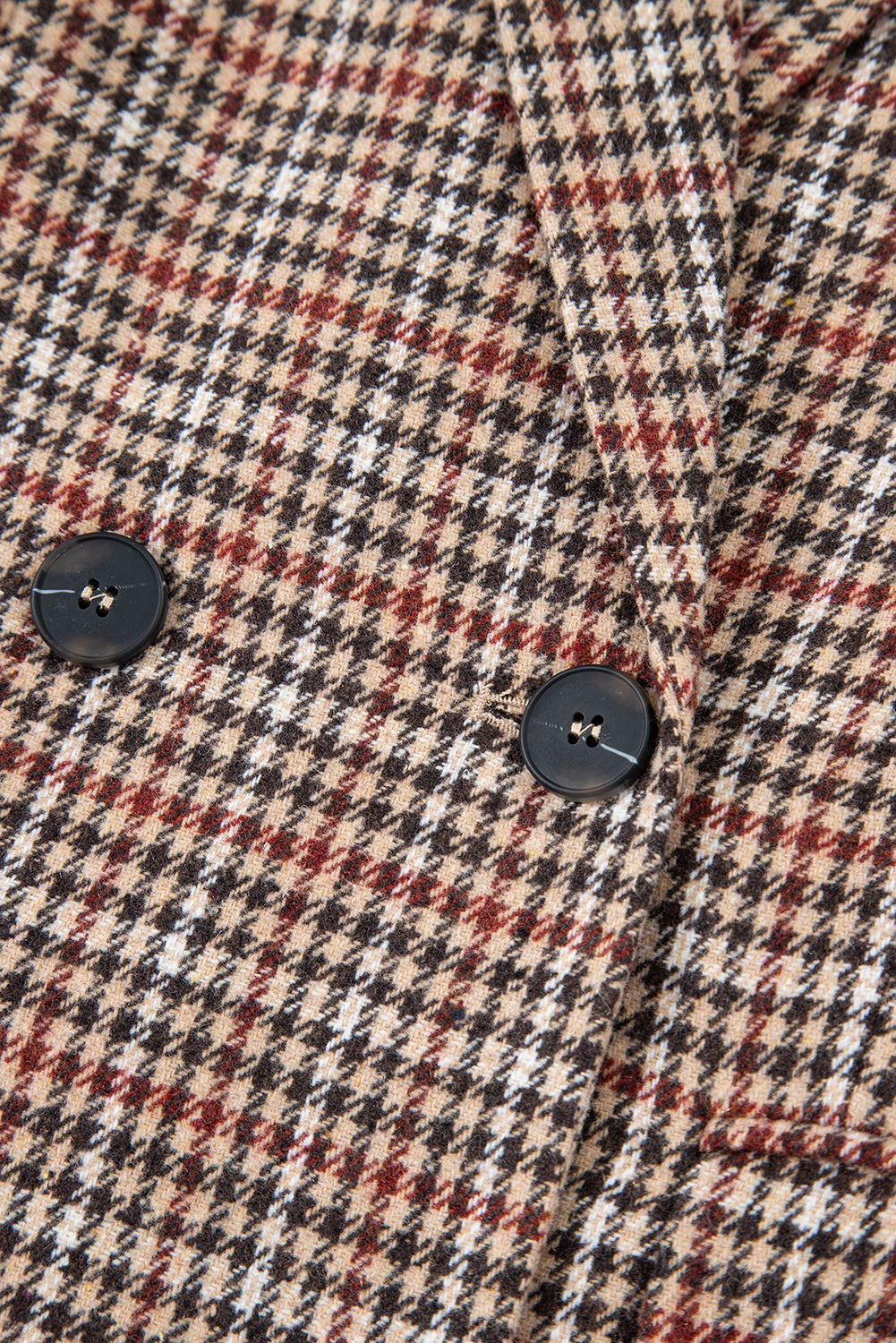 Brown Houndstooth Lapel Collar Blazer eAura