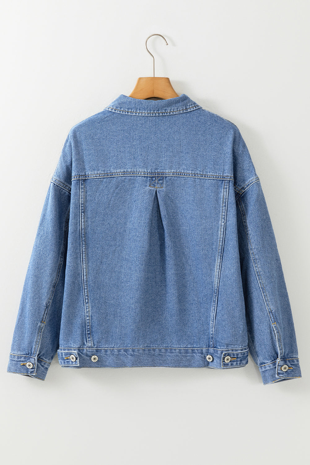 Light Blue Washed Oversize Pocketed Denim Jacket eAura