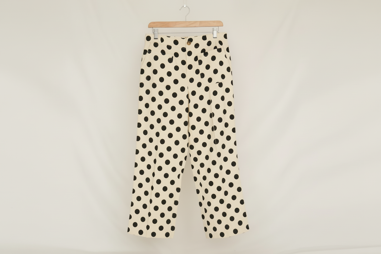 White Casual Polka Dot Wide Leg Pants