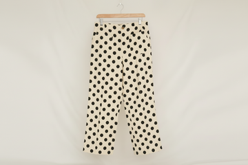 White Casual Polka Dot Wide Leg Pants