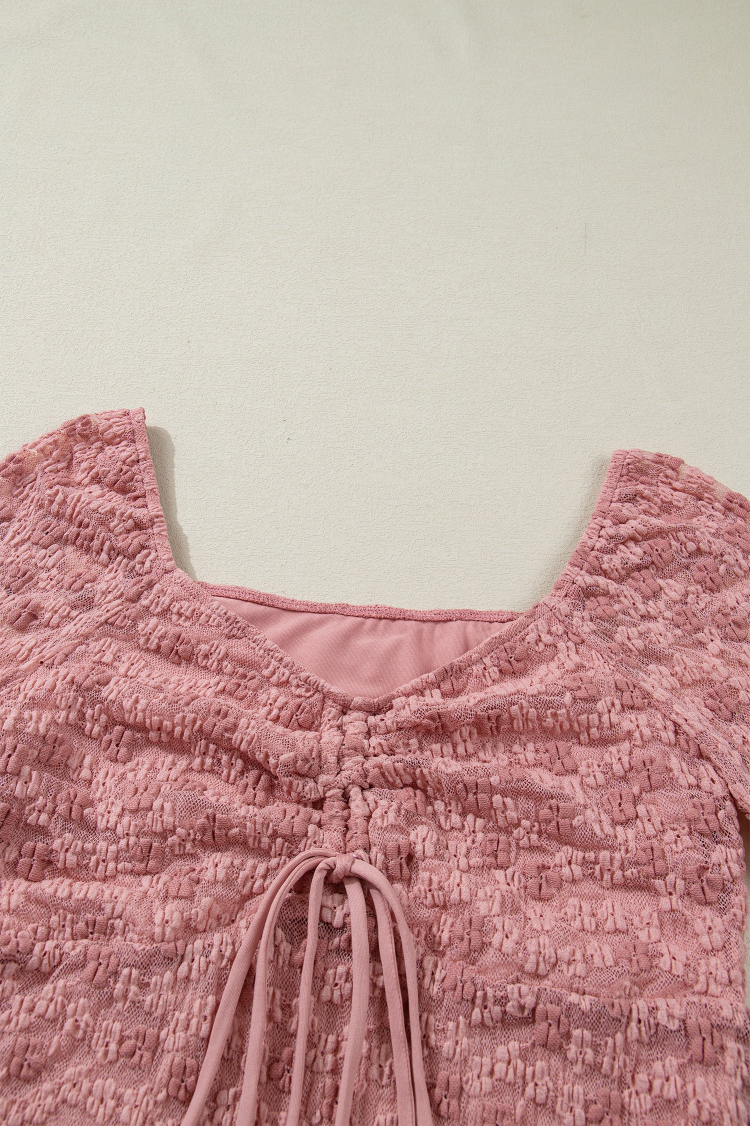Drawstring Knot Detail Floral Lace Blouse - Tops/Blouses & Shirts