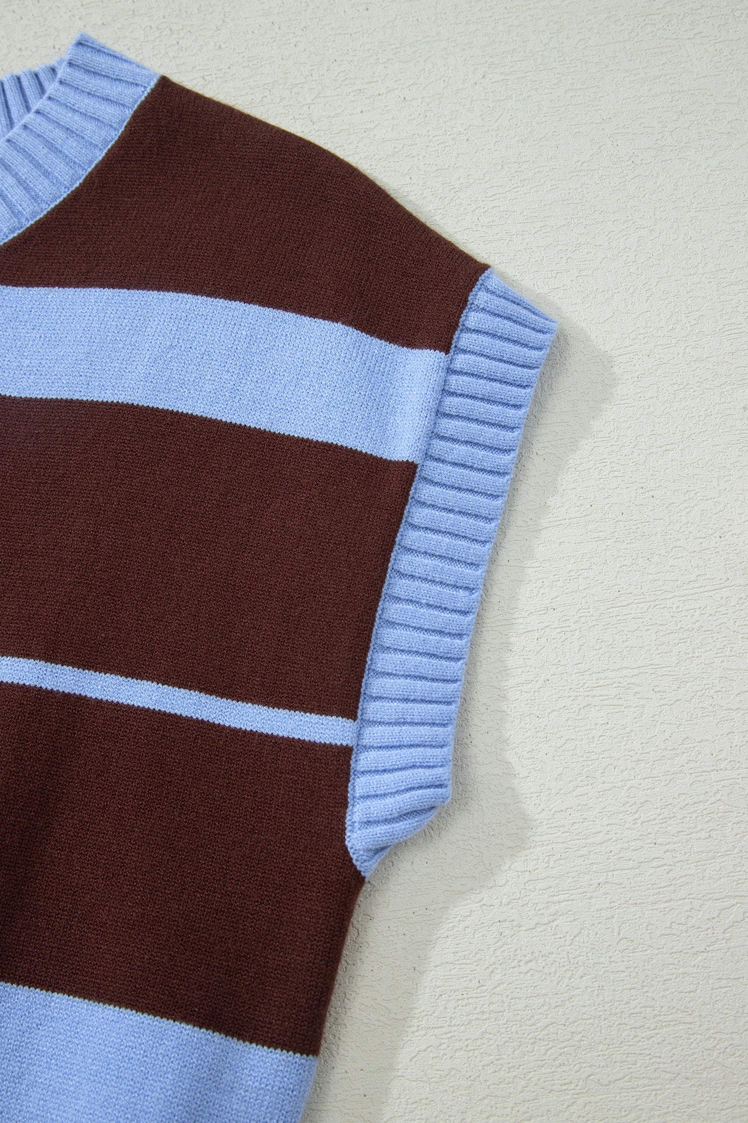 Striped Short Sleeve Round Neck Casual Knit Top – Sky Blue Stripe