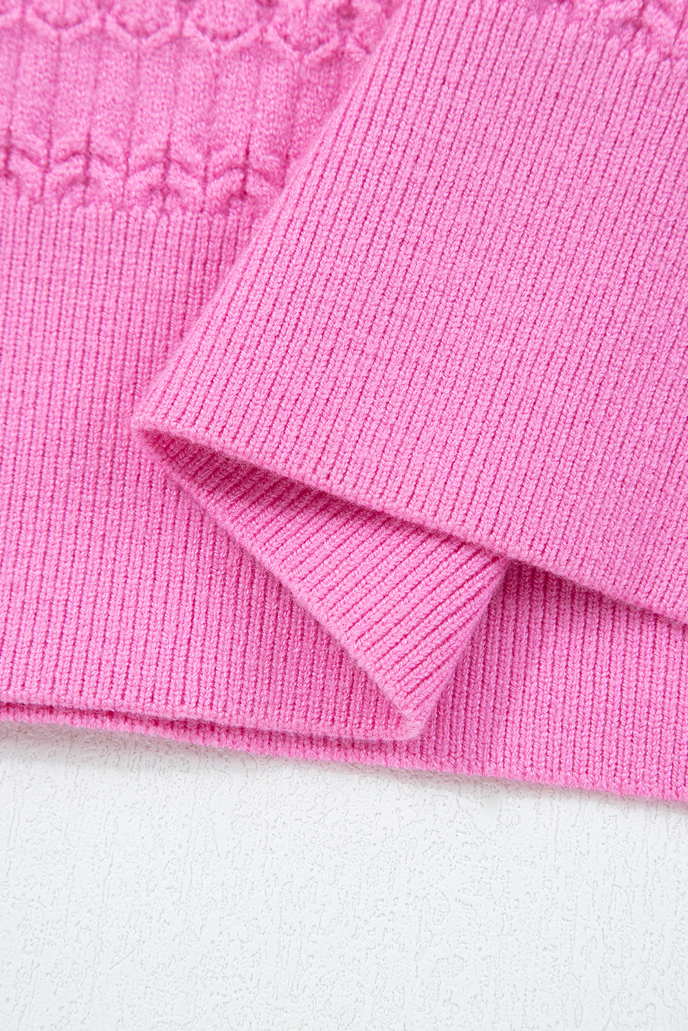 Pattern Knit Ribbed Cuffs Sweater - eAura
