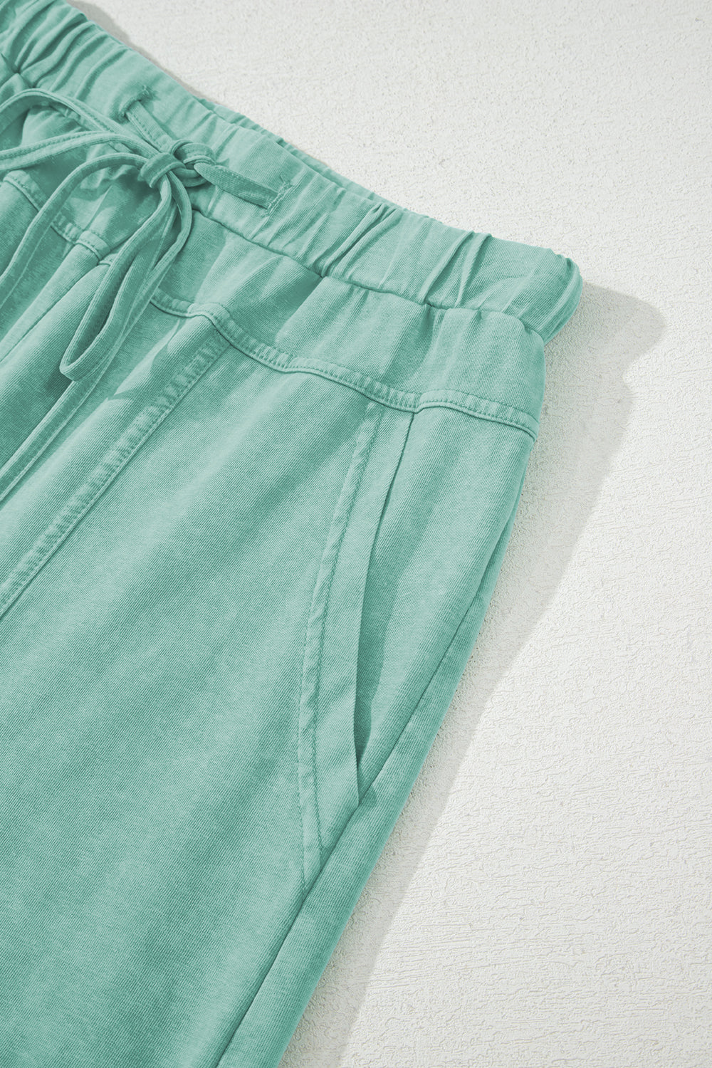 Mineral Wash Exposed Seam Drawstring High Waist Wide Leg Cargo Trousers eAura